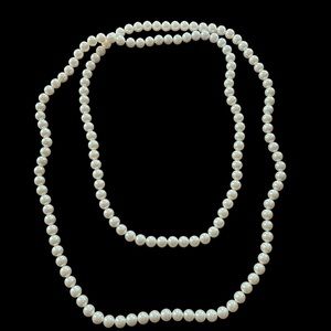 Vintage Faux Pearls Single Strand Necklace 24” Long  Costume Jewelry Pearls